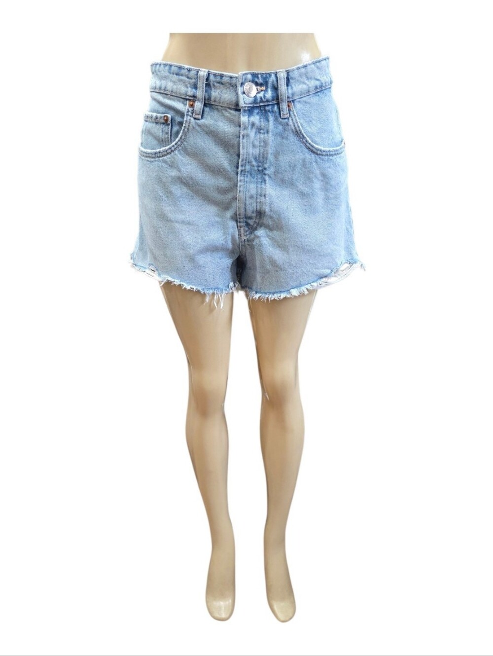 Zara High-Waisted Size 8 Light Wash Denim Cutoff Shorts